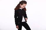 Жакет кардиган шкільний для дівчинки ажурний на ґудзиках чорний розміри 134-152, фото 3