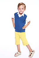 Жилет шкільний бавовна Рогожка для хлопчика синій джинс розміри від 110 до 152