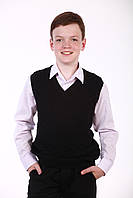 Шкільний бавовняний жилет для хлопчика Рогожка  чорний розміри від 110 до 164