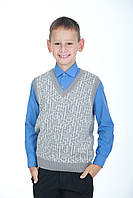 Жилет трикотажний шкільний для хлопчика Лабіринт сірий розміри від 110 до 164