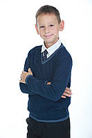 Пуловер для хлопчика Шахматка синій 110-116