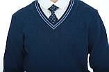 Пуловер Шахматка, синій, фото 2