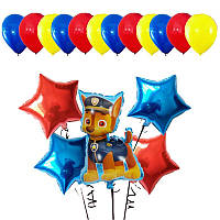 Набор фольгированных воздушных шаров Щенячий патруль ( не оригинальная упаковка 17 шт) Фигура Чейз