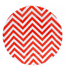 Одноразові тарілки "Зігзаг" (10 шт.), Ø - 18 см, колір - червоний з білим