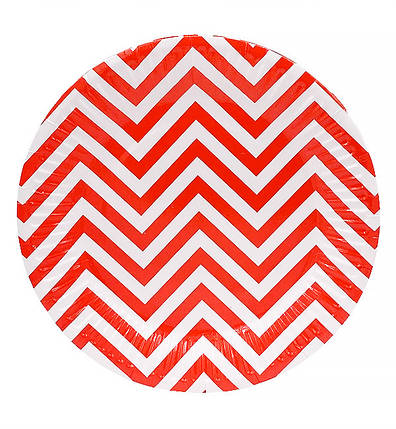 Одноразові тарілки "Зігзаг" (10 шт.), Ø - 18 см, колір - червоний з білим, фото 1