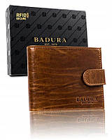 Мужской кожаный кошелек Badura с RFID 10 х 12 х 2,5 (PO_M046ZI_CE) - светло-коричневый.