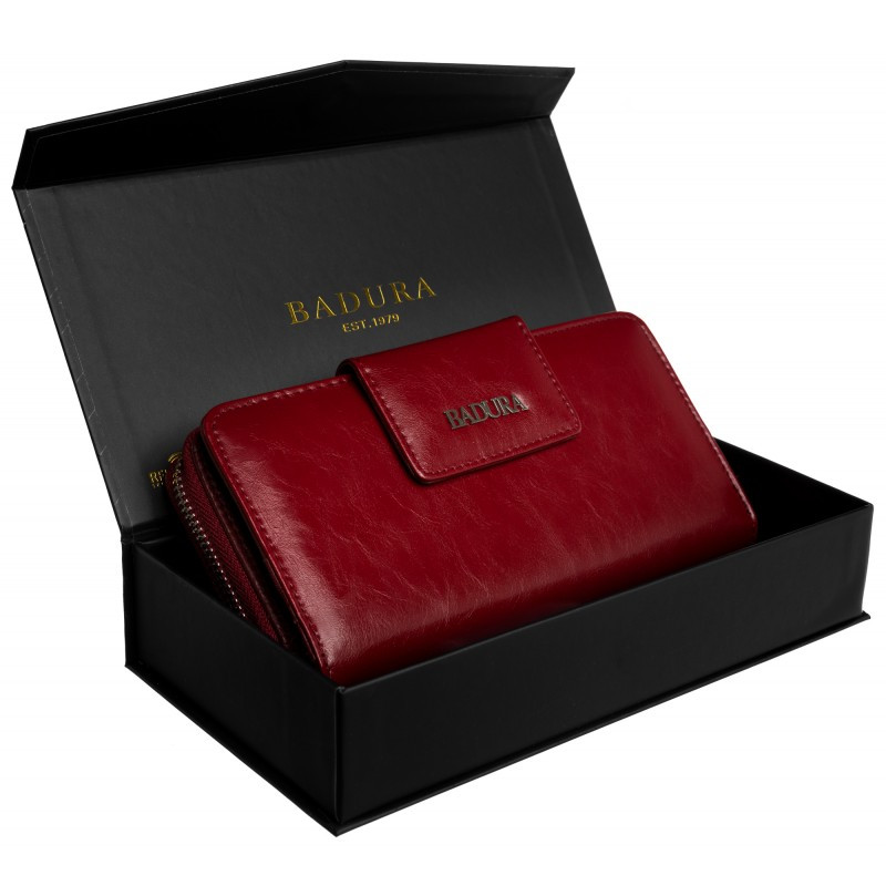 Жіночий шкіряний гаманець Badura з RFID 10 х 19 х 3 (B-43879P-BPR) — червоний.