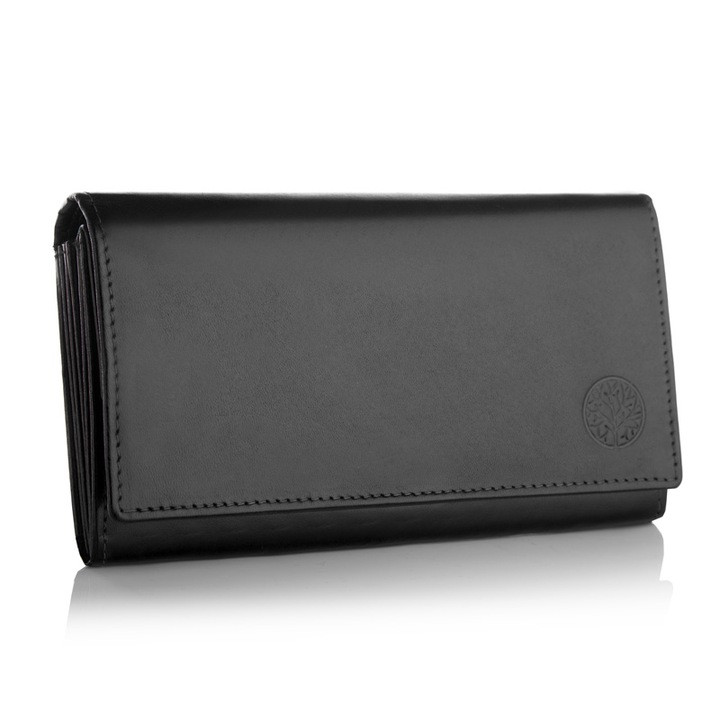 Жіночий шкіряний гаманець Betlewski з RFID 16,5 х 9 х 2,5 (BPD-DZ-10)- чорний