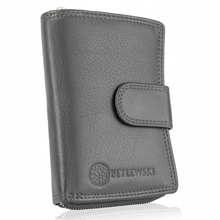 Жіночий шкіряний гаманець Betlewski з RFID 9 х 13,5 х 3 (BPD-SS-19) - сірий
