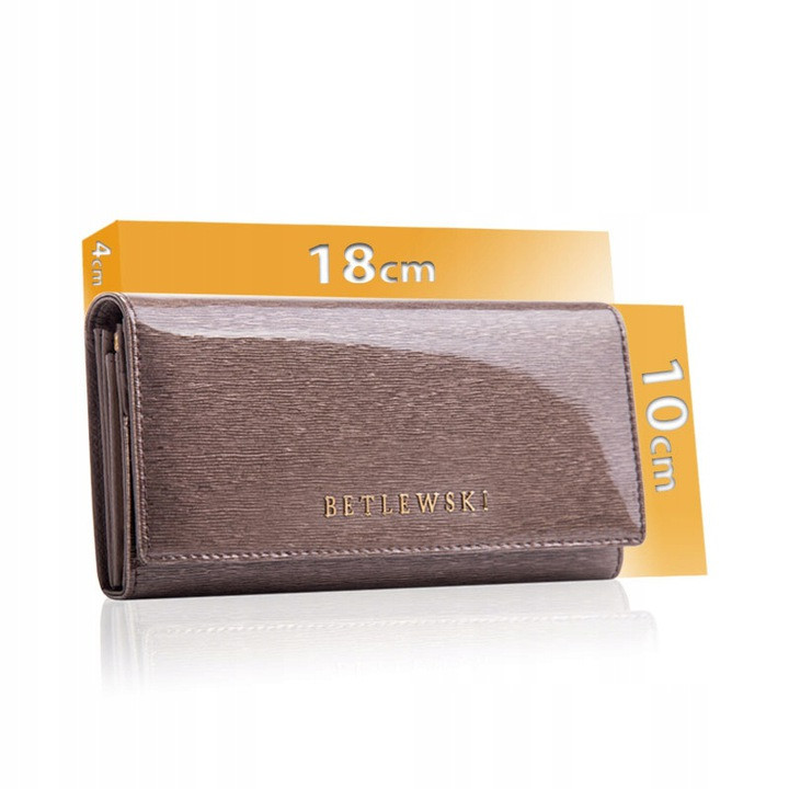 Жіночий шкіряний гаманець Betlewski з RFID 18 х 10 х 4 (BPD-BS-100) - сірий