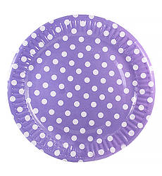 Одноразові тарілки "Горошок" (10 шт.), Ø - 18 см, колір - бузковий
