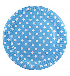 Одноразові тарілки "Горошок" (10 шт.), Ø - 18 см, колір - блакитний
