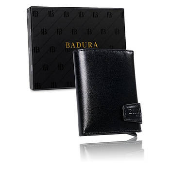 Чоловічий шкіряний гаманець Badura з RFID 9,8 х 7,8 х 2 (PO_M077CZ_CE) - чорний