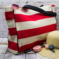 Пляжна жіноча сумка в смужку тканинна в різних кольорах Kuznec