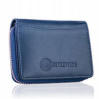 Женский кожаный кошелек Betlewski из RFID 10,5 х 8 х 2 (BPD-SS-20) - синий