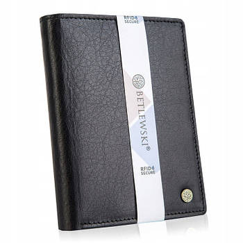 Чоловічий шкіряний гаманець Betlewski з RFID 12,8 х 10 х 2,5 (BPM-BH-62) - чорний