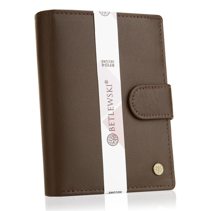 Чоловічий шкіряний гаманець Betlewski з RFID 12,8 х 10 х 2,5 (BPM-BH-64) -коричневий