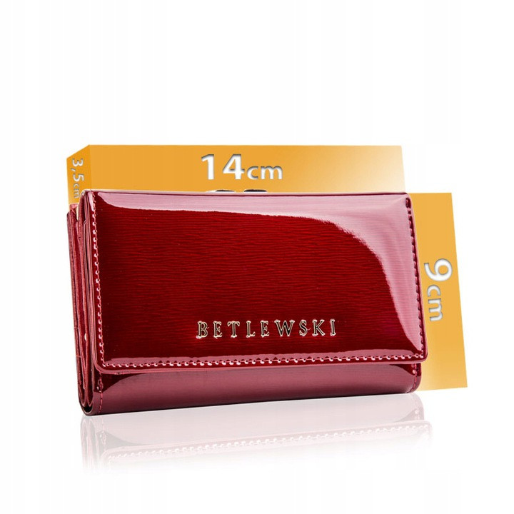 Жіночий шкіряний гаманець Betlewski з RFID 14 х 9 х 3,5 (BPD-BS-108) - червоний