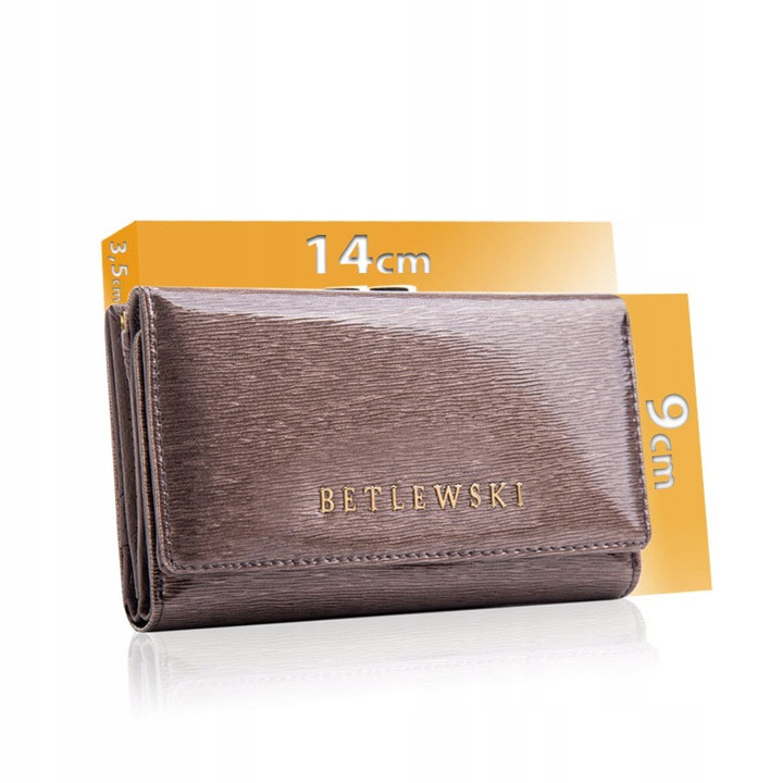 Жіночий шкіряний гаманець Betlewski з RFID 14 х 9 х 3,5 (BPD-BS-108) - сірий