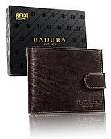 Мужской кожаный кошелек Badura с RFID 10 х 12 х 2,5 (PO_M046BR_CE) - коричневый