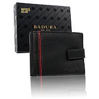 Мужской кожаный кошелек Badura с RFID 9,5 х 12 х 2 (B-N30257-CAW) - черный