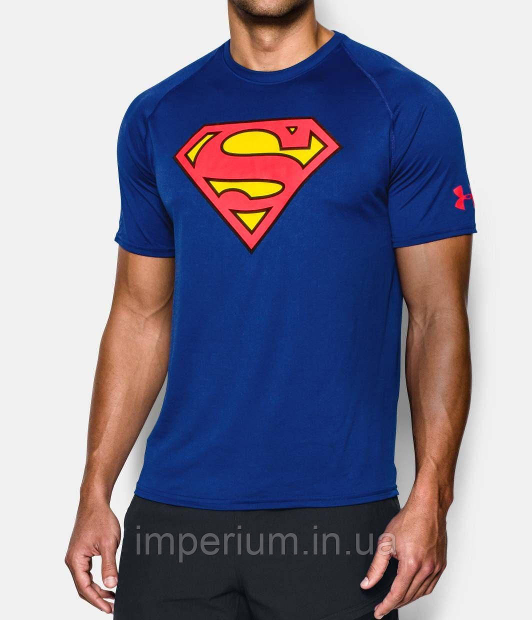 Синя футболка superman under armour