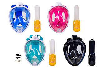 Маска для снорклінга, підводного плавання і пірнання TT19001 , MIX 4 кольори  L/XL