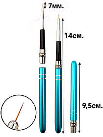 Пензлик-лайнер 7мм. для розпису і дизайну нігтів, тонка з ковпачком