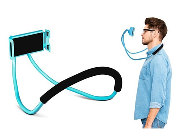 Лінивий тримач для смартфона на шию, блакитний (KG-2729)