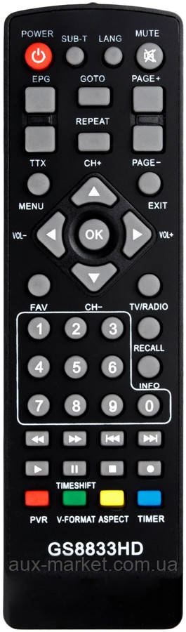 Пульт для тюнера GOLDSTAR GS8833HD  T2