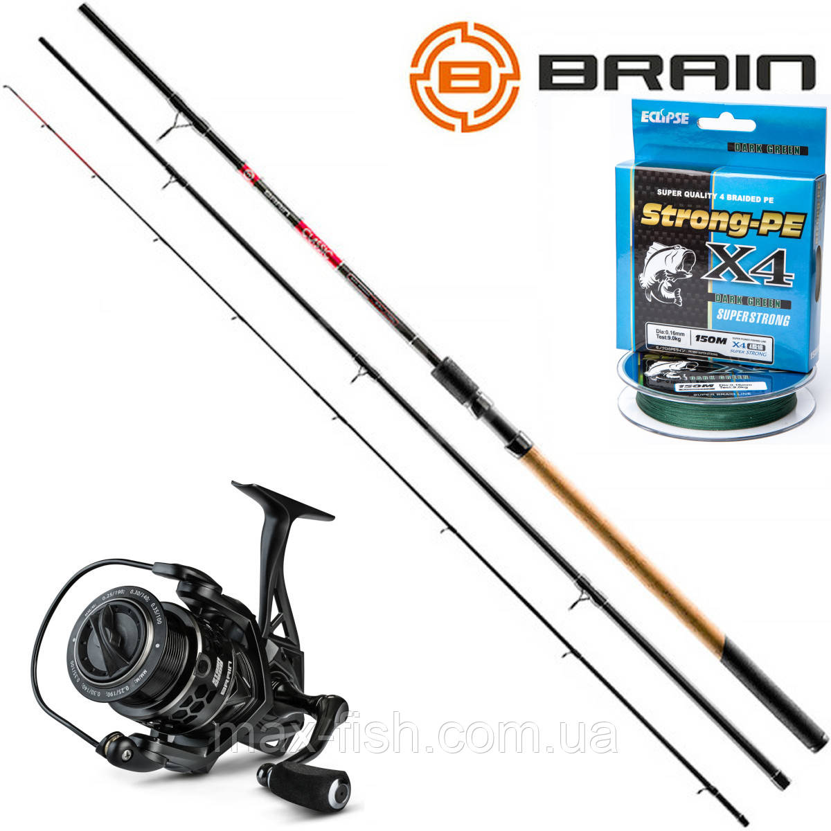 Набір вудилище фідерний Brain Сlassic Котушка Storm, фото 1