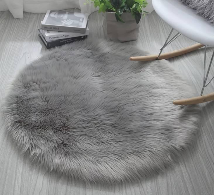 Пушистый круглый коврик 50 см серый - фото 2 - id-p1436562220