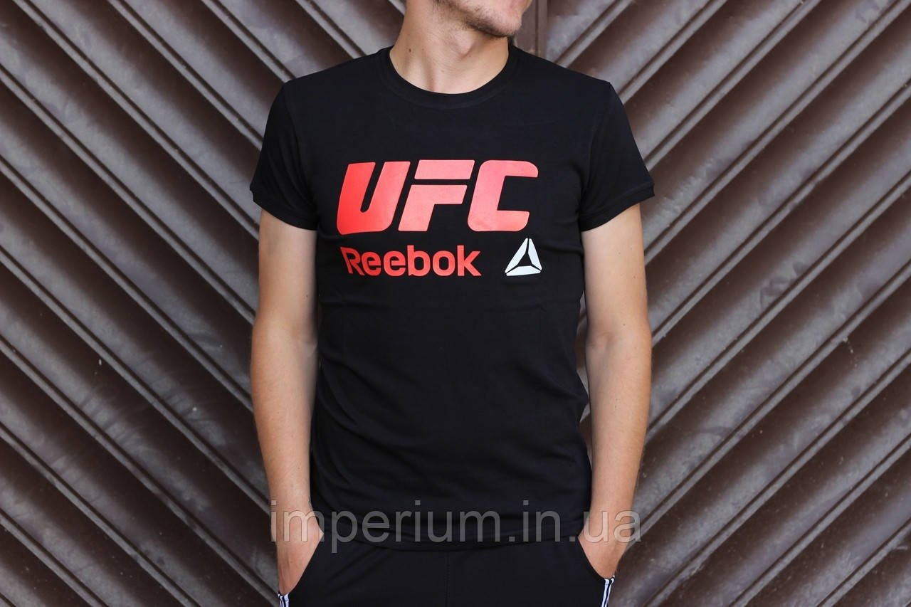 Чорна стильна футболка ufc reebok, фото 1