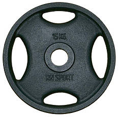 Диск чавунний 15 кг на гриф 50 мм Гантелі, гирі, штанги та диски металевий