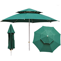 Зонт пляжный, торговый большой тканевый 2,3м ''Антиветер'' c двойным куполом