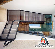 Г-подібні металеві кутові сходи з площадкою - за індивідуальним замовленням та  проєктом