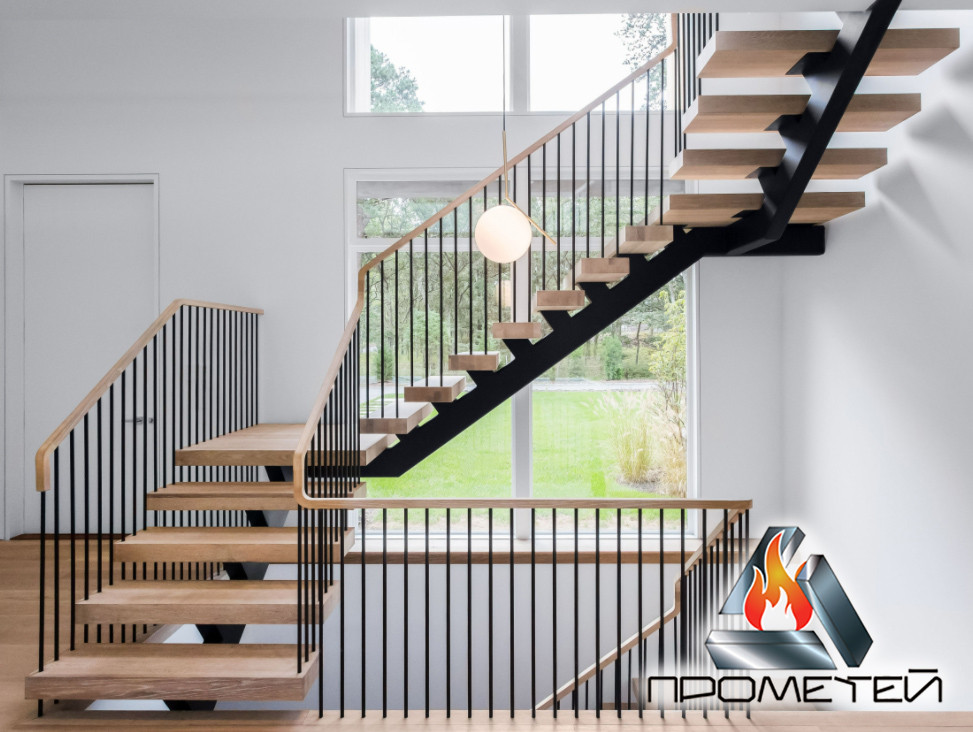 Г-образные металлические лестницы открытого типа с площадкой - цена от производителя - фото 2 - id-p1436604037