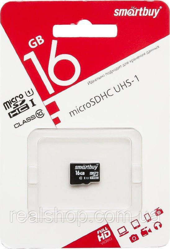 Картка пам'яті Smartbuy Micro SDHC (UHS-1) 16Gb Class 10 (SB16GBSDCL10-0)