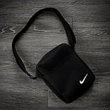 Костюм спортивний чоловічий Nike Футболка Поло чорне трикотажне+ Шорти чорні + Барсетка (Найк) річний, фото 8