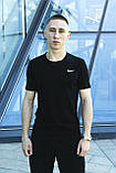 Костюм спортивний чоловічий Nike Футболка Поло чорне трикотажне+ Шорти чорні + Барсетка (Найк) річний, фото 7