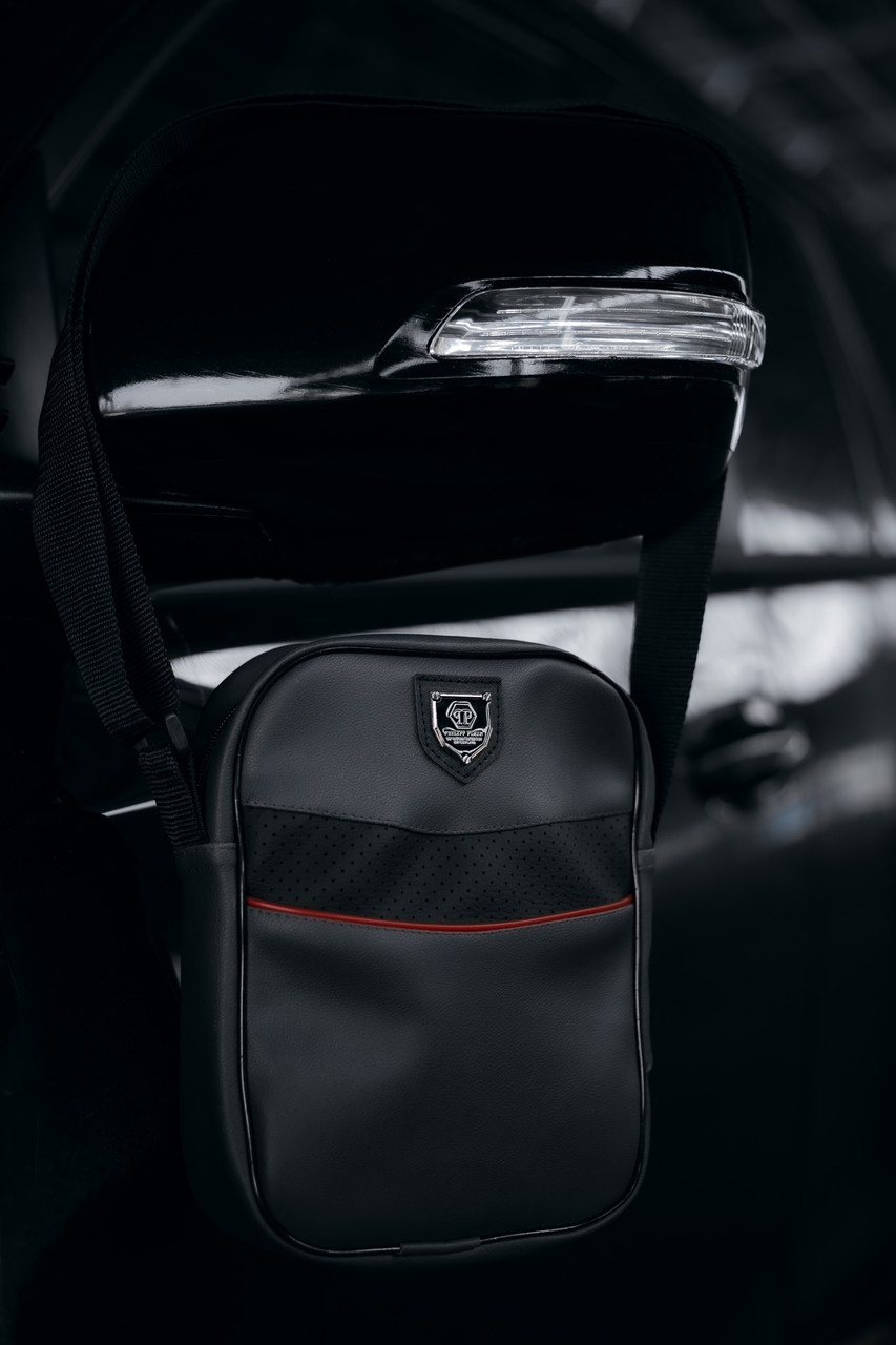 Чоловіча барсетка Phillip Plein сіра (Філіп Пляйн) сумка через плече, фото 1