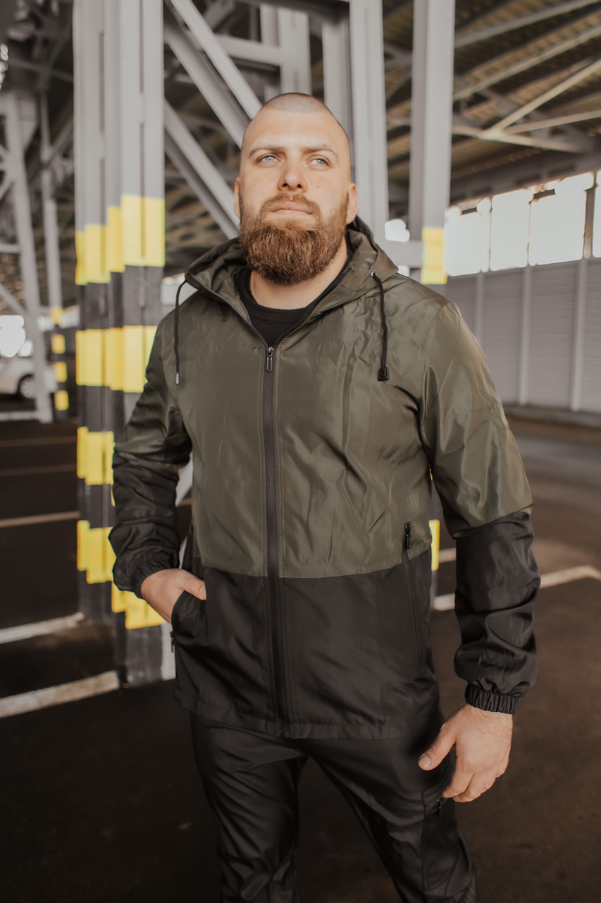 Чоловіча весняна куртка хакі-чорна "SoftShell Lite"