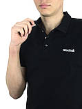 Футболка Поло Чоловіча чорна Reebok (Рібок), фото 4