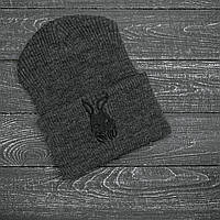 Мужская | Женская шапка серая, зимняя bunny logo