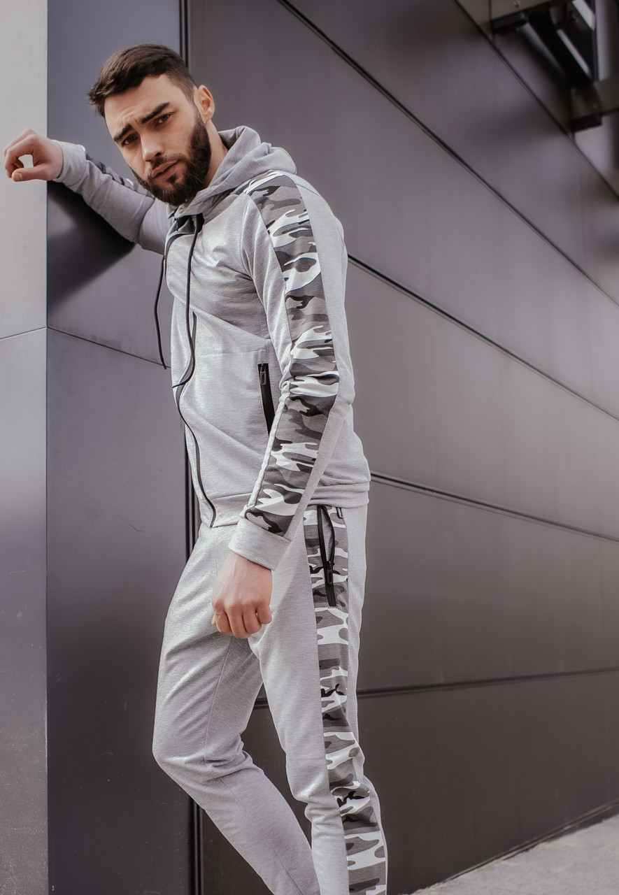 Костюм чоловічий спортивний Dazzle сірий камуфляж Кофта толстовка + штани
