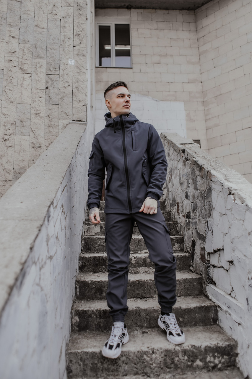 Костюм чоловічий сірий демісезонний Softshell Easy.Куртка + штани осінній | весняний | річний