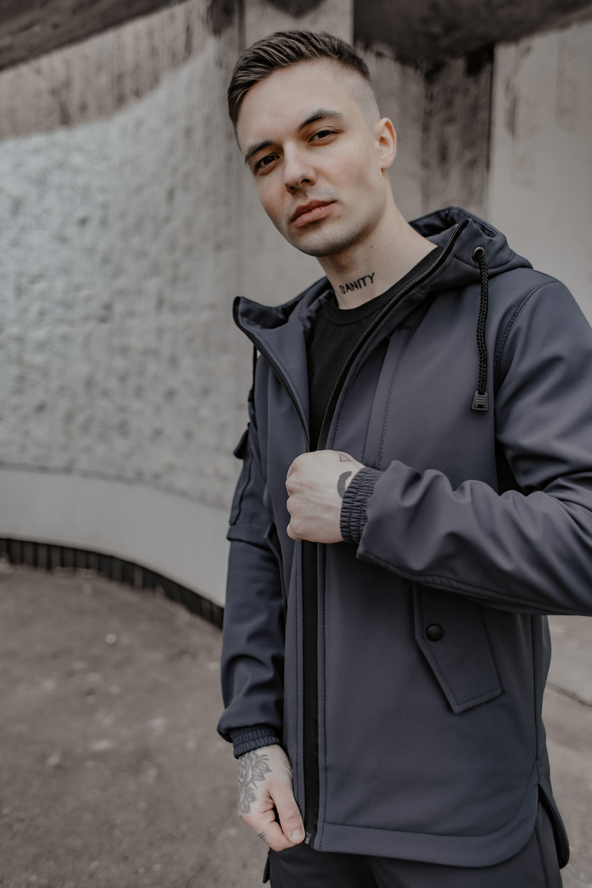 Куртка чоловіча весняна куртка "SoftShell Easy" сіра осіння