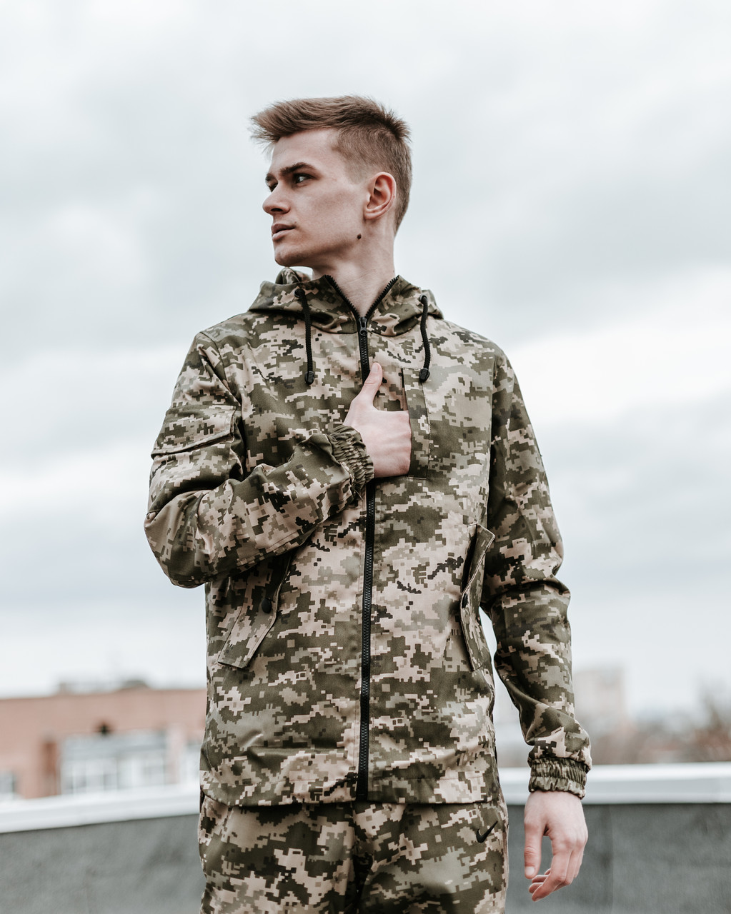 Куртка чоловіча демісезонна Off White military , оф вайт Камуфляж, Штормовка, весняна Куртка осіння