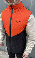 Жилетка мужская осенняя весенняя 'Clip' Nike оранжевая - черная безрукавка найк