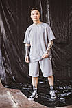 Футболка "Player" сіра + Шорти трикотажні сірі . Костюм Oversize літній чоловічий спортивний, фото 4